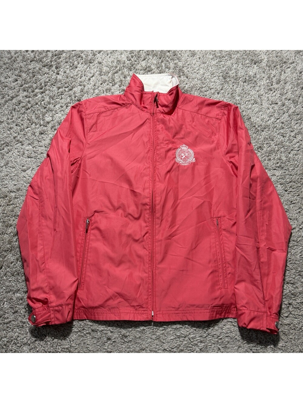 Lauren Ralph Lauren Active Women's Pink Windbreaker Full Zip Jacket Crest Medium